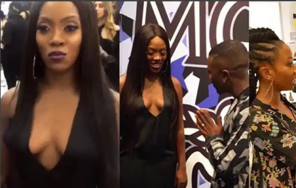 Tiwa Savage Shows Her ‘Fallen B00bies’ As She Meet Brandy And Ray J, In The U.S